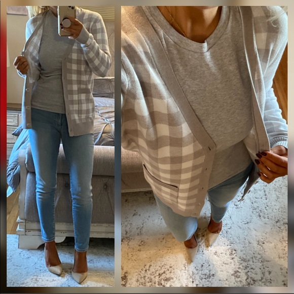 New Color ♥️Gingham pocket cardi sweater - Picture 2 of 13